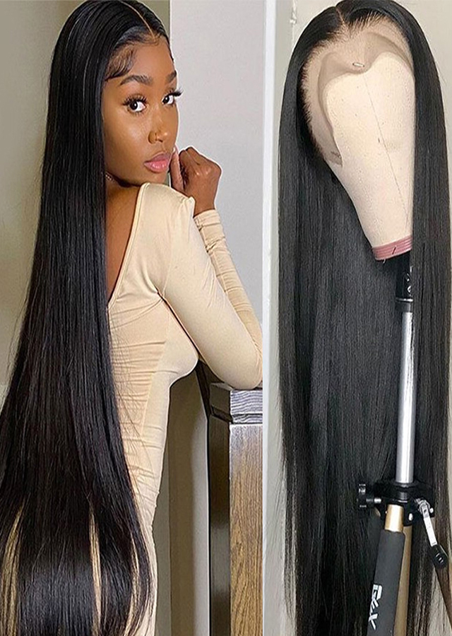 Straight Lace Front Human Hair Wigs For Women Inch Brazilian Natural