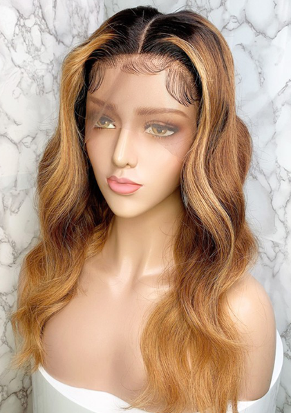 Body Wave Full Lace Wig Brazilian Ombre B Colored Human Hair Wigs