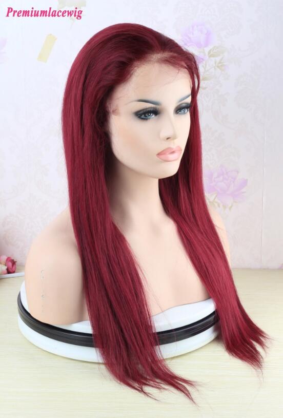 99j Burgundy Brazilian Lace Front Wigs 18inch Pre Plucked Hairline