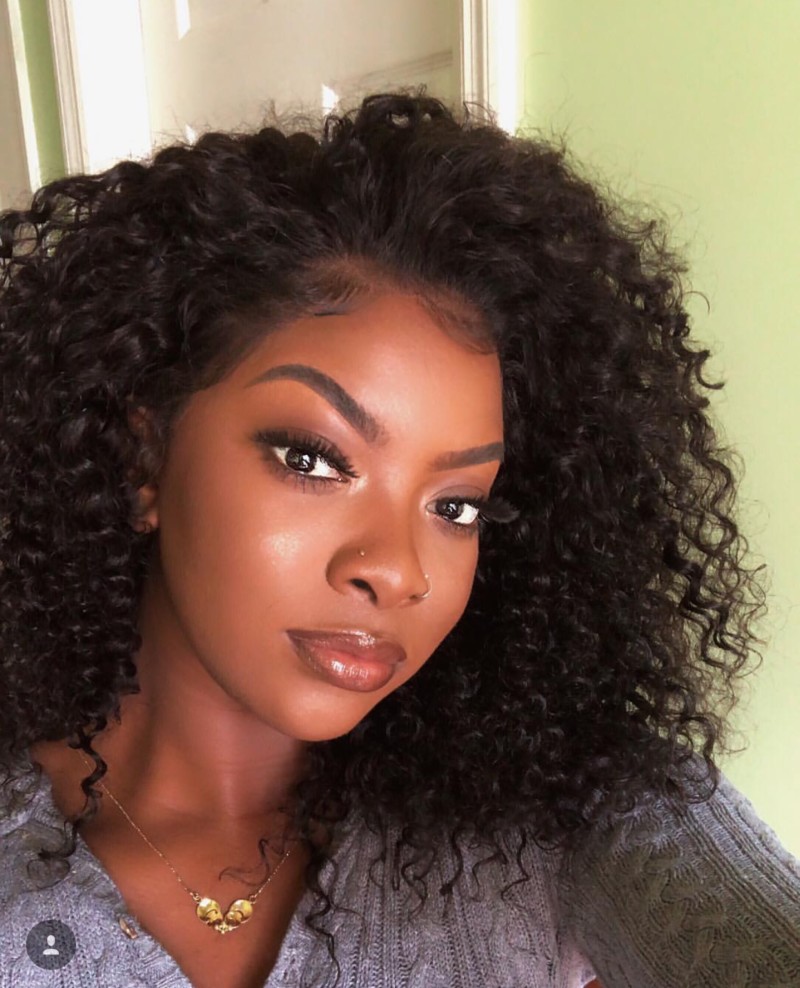 Mongolian Curly Hair Full Lace Wig 16inch