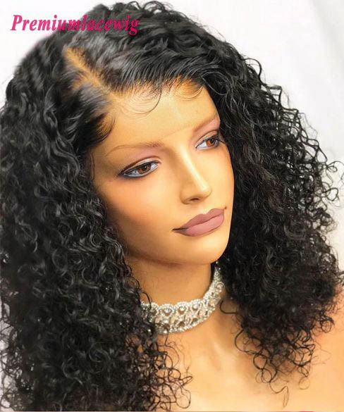 Kinky Curly Brazilian 360 Lace Wigs Preplucked 16inch 180 Density 