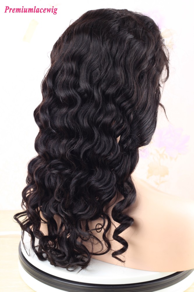 Brazilian Virgin Hair Loose Wave Glueless Full Lace Wigs 20inch 