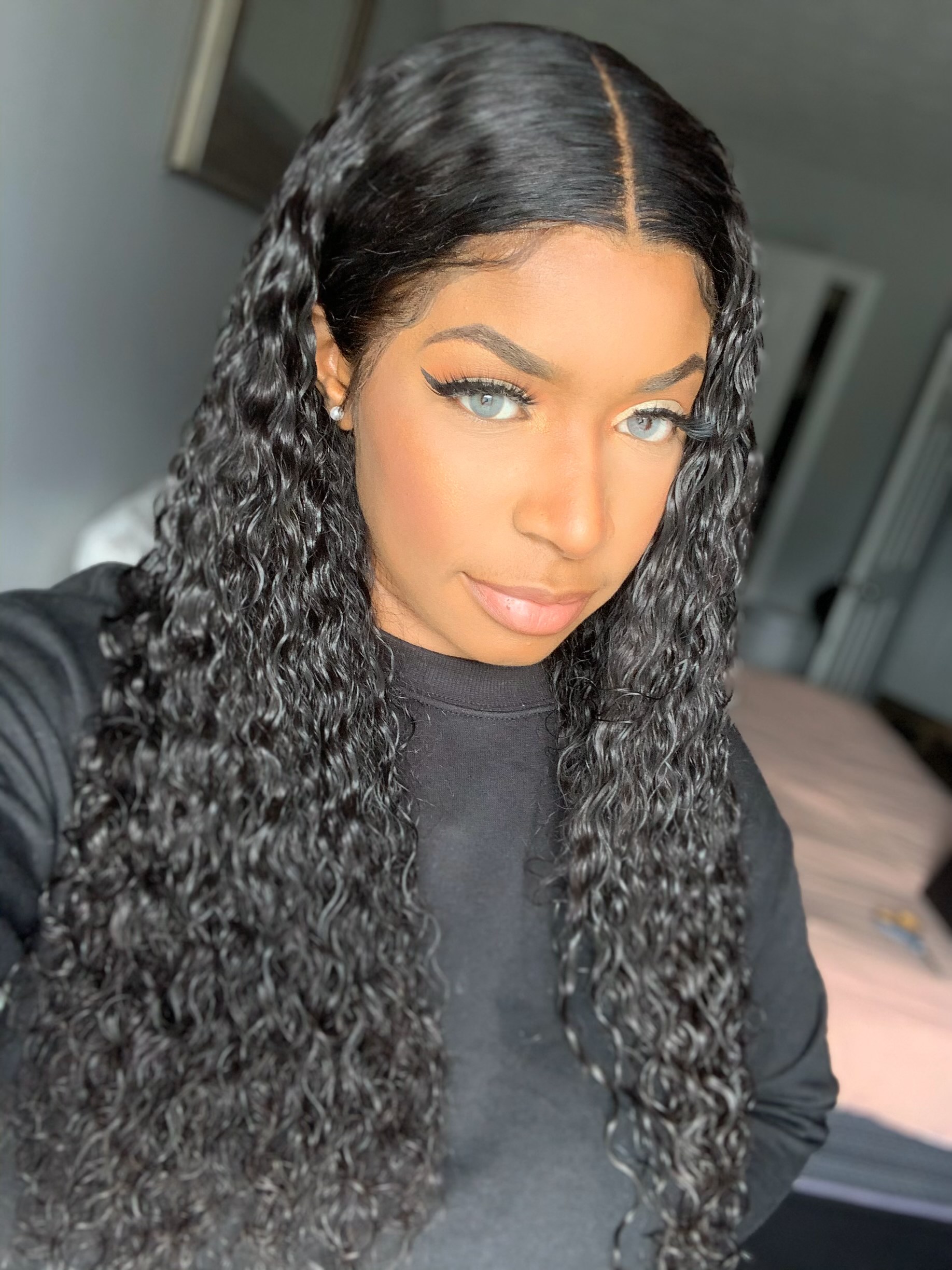 18inch Deep Curly Brazilian Virgin Hair Lace Front Wig