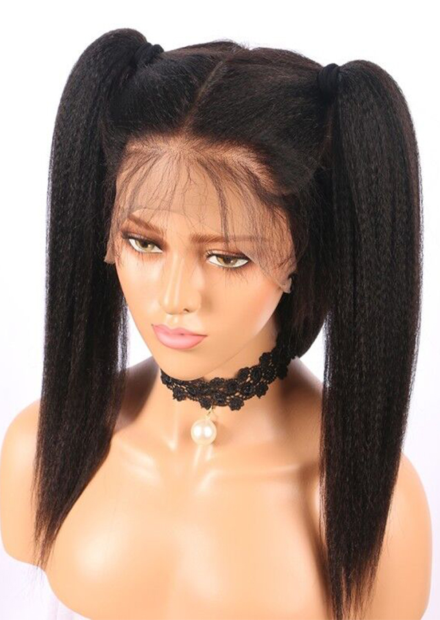 24inch Kinky Straight Full Lace Human Hair Wigs