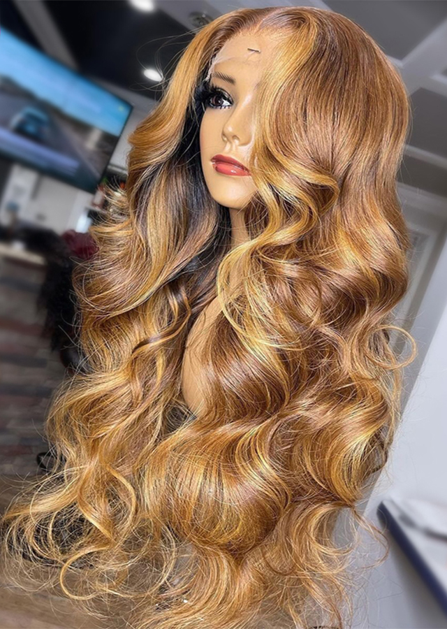 Honey Blonde Body Wave Lace Front Wigs Pre Plucked 13x4 Lace Frontal Wigs Highlight Wigs Human 