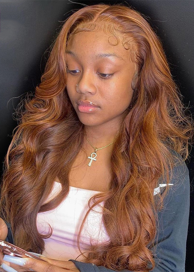 Ginger Brown Body Wave Wig Brazilian Human Hair Wigs Pre Plucked Lace