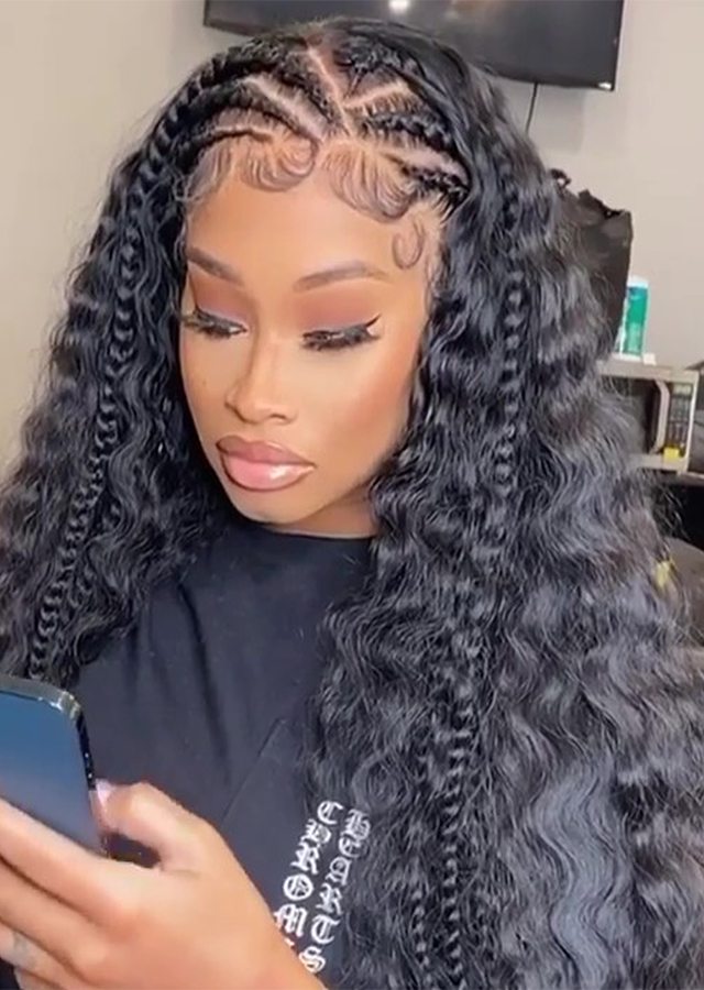 13x6 Lace Front Wig Can Be Braided Wigs Deep Curly Lace Front Wig