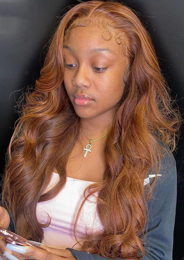 Ginger Brown Color 30 Body Wave Wig Brazilian Human Hair Wigs Pre Plucked Lace Frontal Wig 