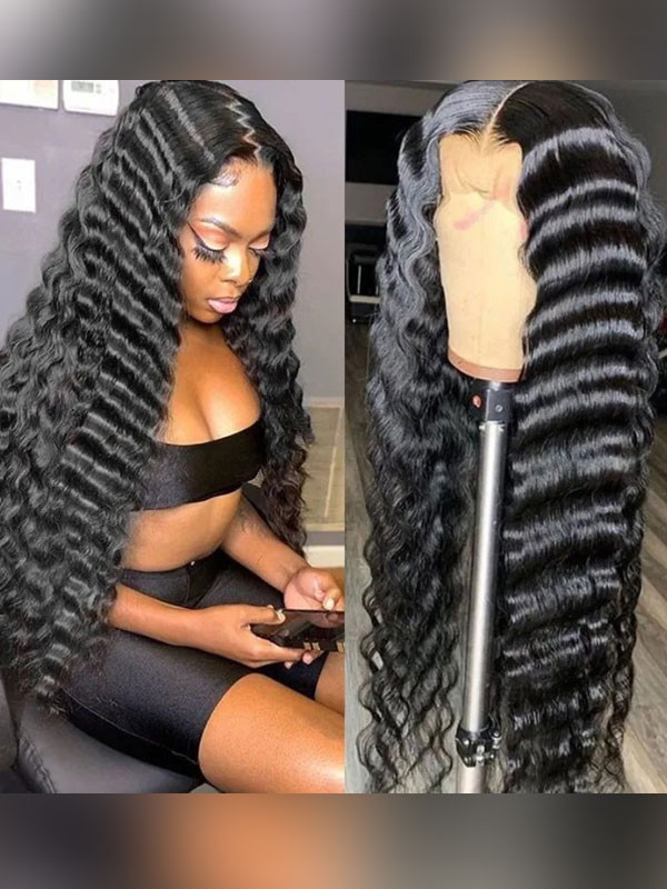 Brazilian Deep Wave Curly Human Hair Lace Front Wig 16inch Instock 3776