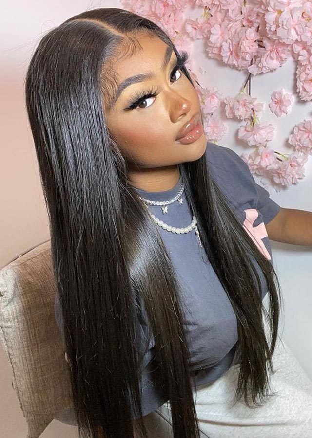 Peruvian lace front wig straight hair 20inch