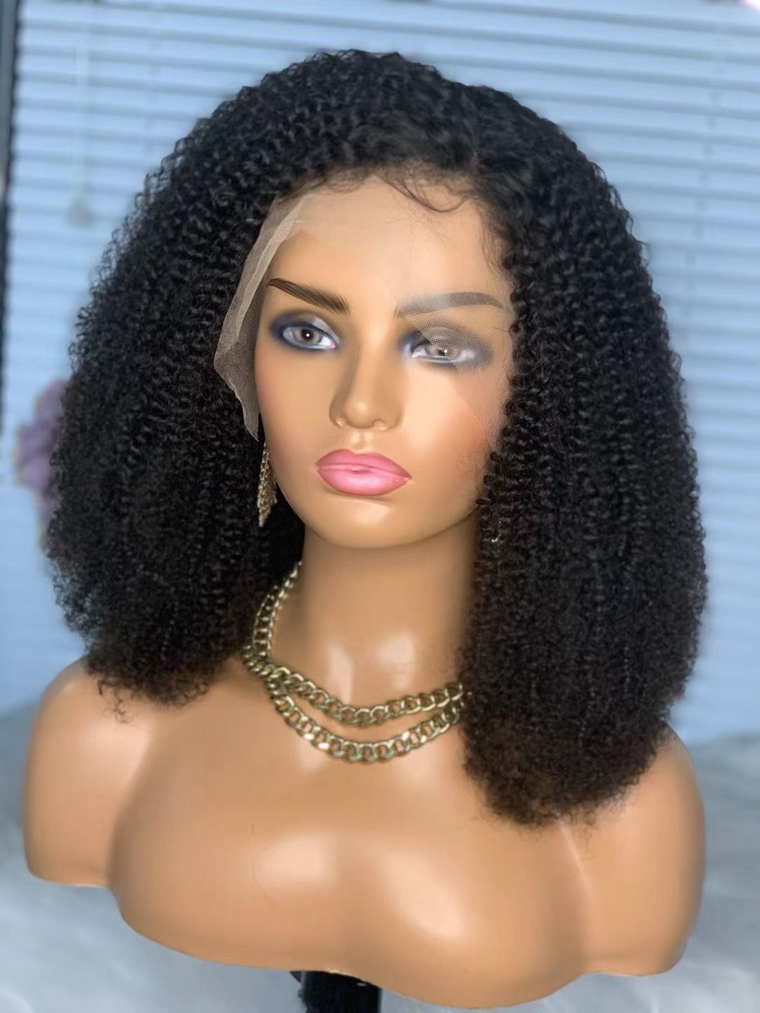 16 inch Brazilian Jerry Curly lace front wig Afro Kinky Curly Wigs