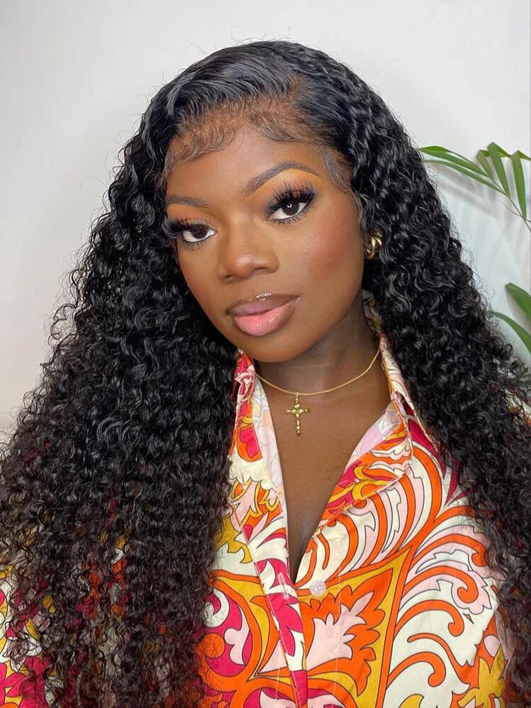 Curly Human Hair HD Lace Wig Human Hair Pre Plucked Curly Deep Part Wig 