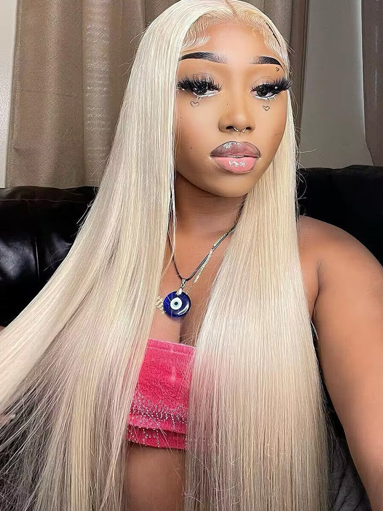 20inch Straight Lace Front Wig 613 Color Peruvian Blonde Hair Instock