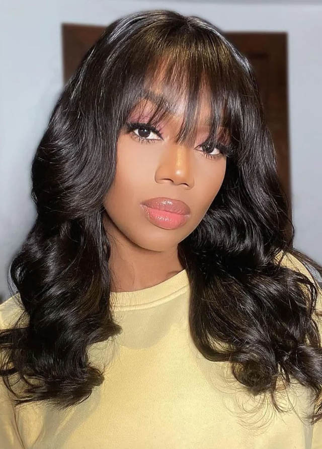 Bang 10inch BoB Natural Color Straight Full Lace Wig Brazilian Virgin Hair