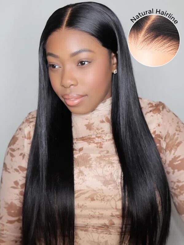 26Inch 180 Density Long Straight Glueless 360 Lace Front Wigs For Black Women Daily Used Soft
