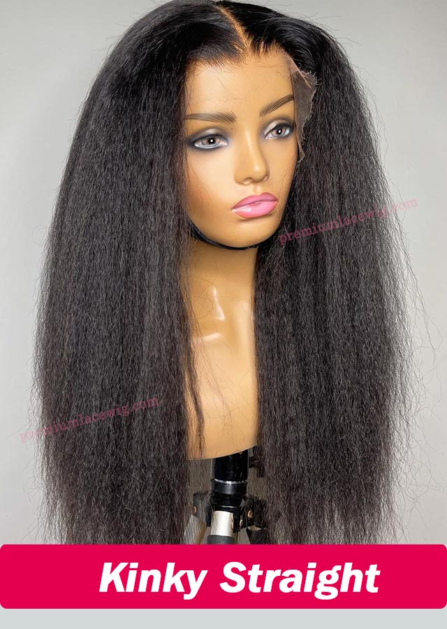 360 Lace Front Wig Kinky Straight 24inch 180% Density