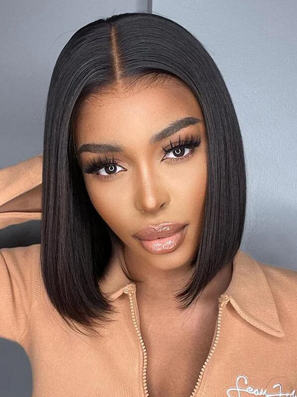 Bob Straight 360 Lace Front Wig Human Hair Pre Plucked Wigs 