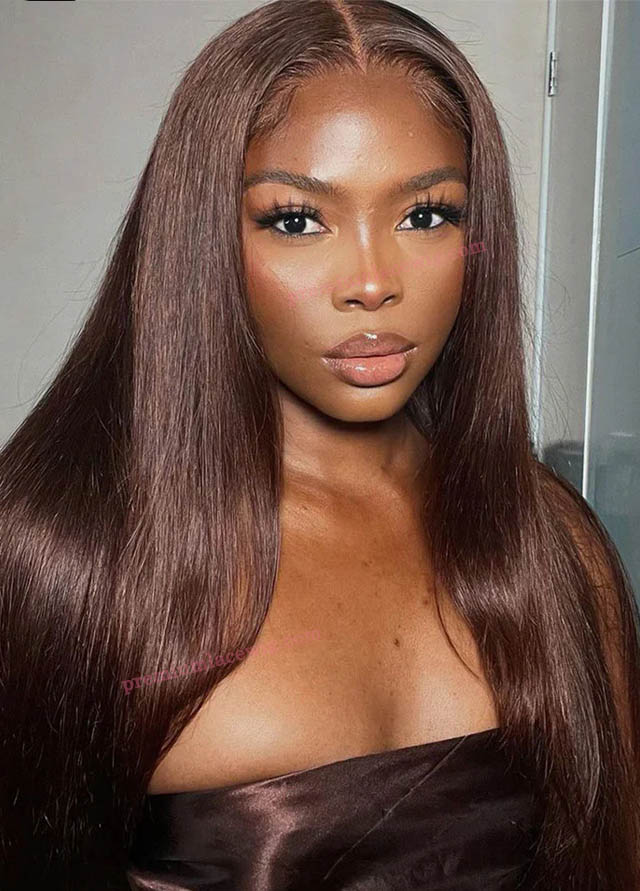 Choclate Brown 360 Lace Frontal Wigs Color 4 20inch