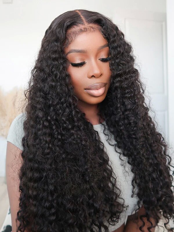 Deep Curly Human Hair Brazilian Wigs For Black Women 360 Lace Frontal Wig