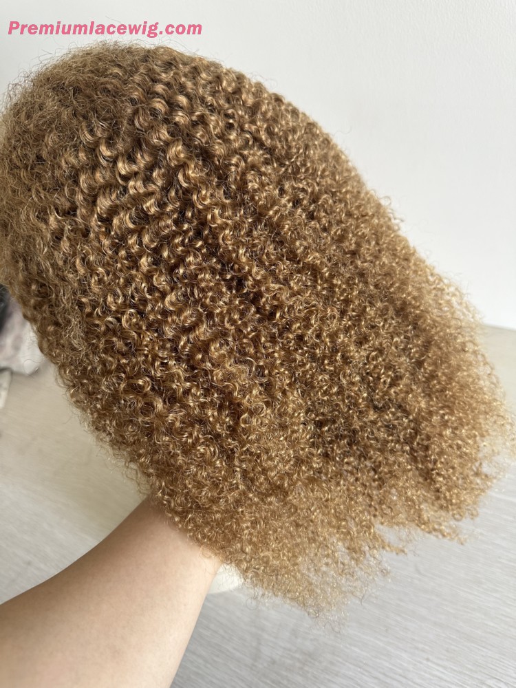 Afro Kinky Curly Full Lace Wig Color 27 16inch 150% Density