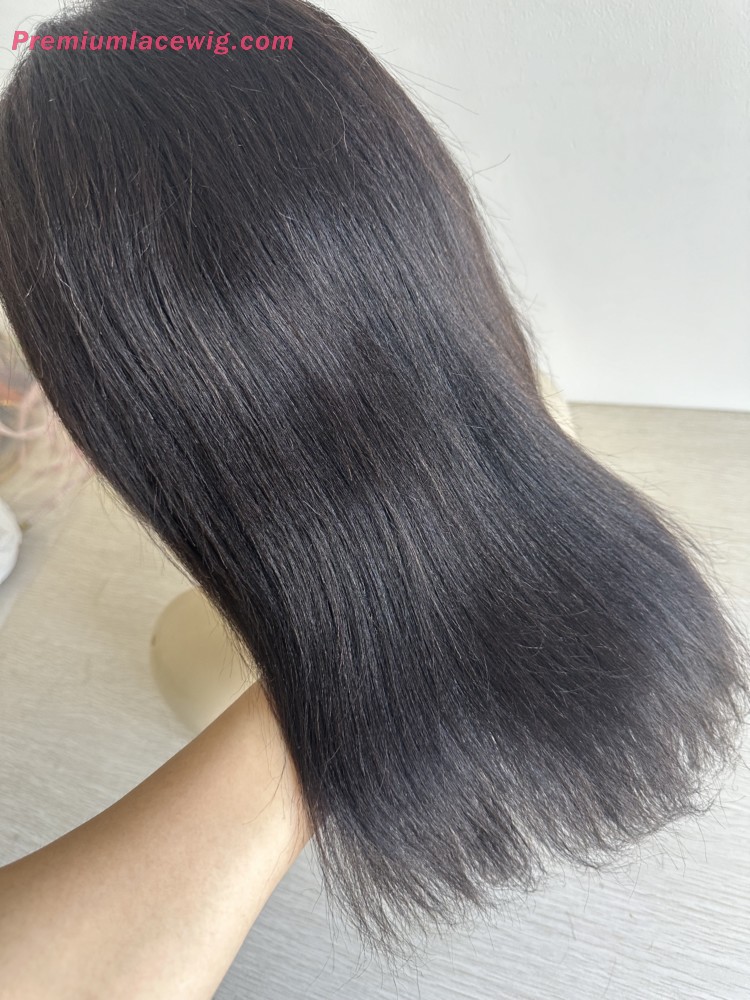 Light Yaki 360 Full Lace Wig Pre Plucked 14inch Yaki Straight