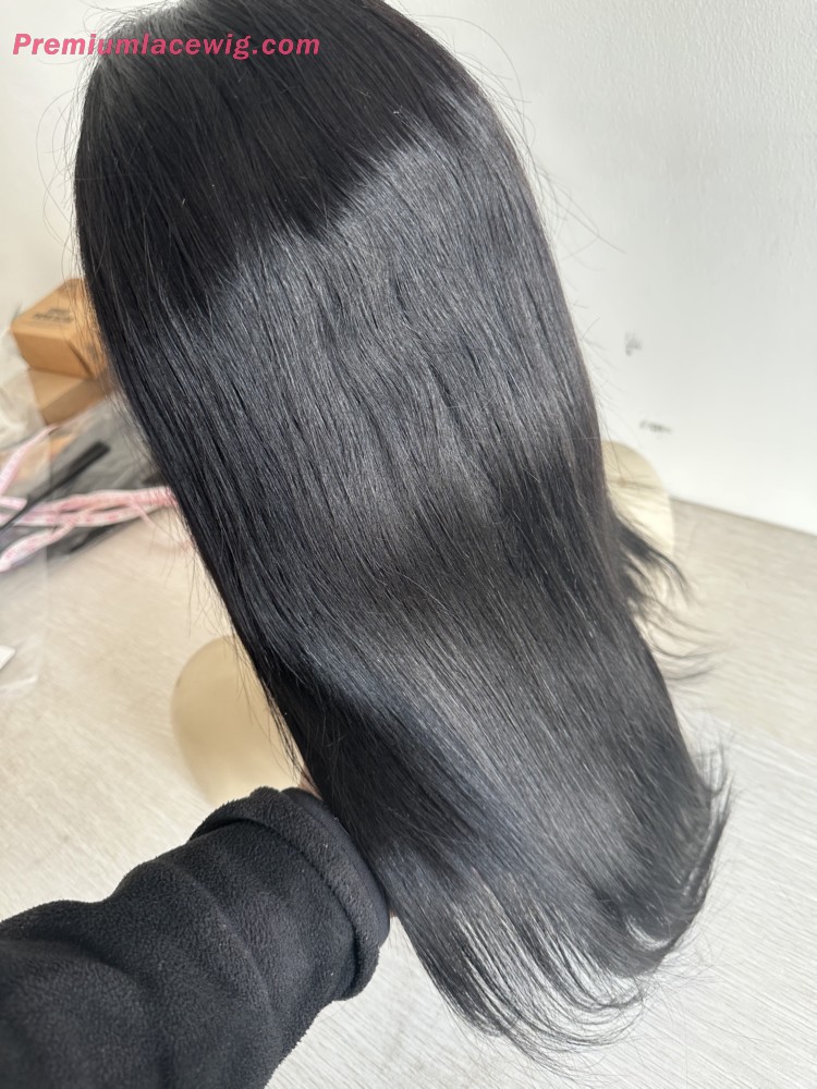 16inch Color 1 Jet Black Full Lace Wig Straight Human Hair Wig