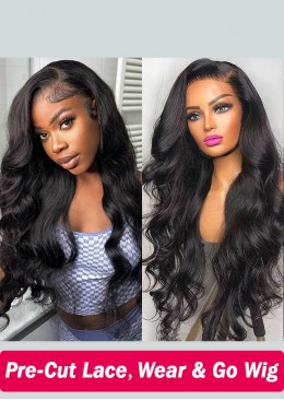 Pre Cut Lace Wear And Go Wig Glueless 5X5 HD Lace Wig Body Wave Human Hair Wig 