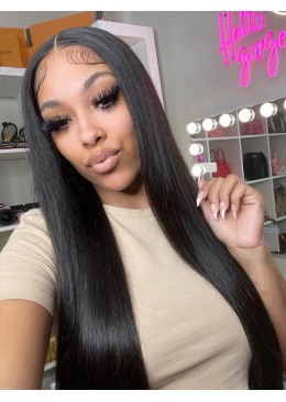 360 Full Lace Wigs Straight Hair Pre Plucked Hairline 24inch 180% Density