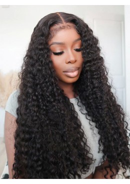 Deep Curly Human Hair Brazilian Wigs For Black Women 360 Lace Frontal Wig