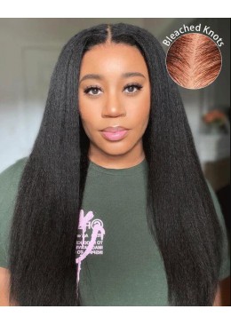 Kinky Straight 360 Lace Wigs Human Hair For Black Women Hair Wigs Bleached Knots