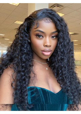 180% Density Malaysian Virgin Hair Deep Wave full lace wigs Pre Plucked 22inch 