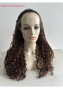 Full Frontal HD 13x6 Lace Wig Deep Curly Ombre Color 1B-30 24inch