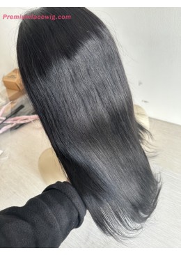 16inch Color 1 Jet Black Full Lace Wig Straight Human Hair Wig