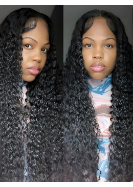 Kinky Curly Brazilian Hair 22inch 150% Density 360 Lace Wigs Preplucked